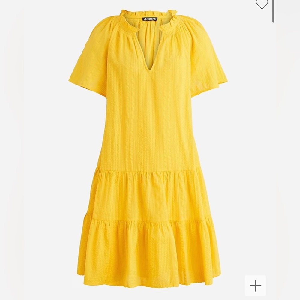 J. Crew Yellow Tiered V-Neck Short Sleeve Dress